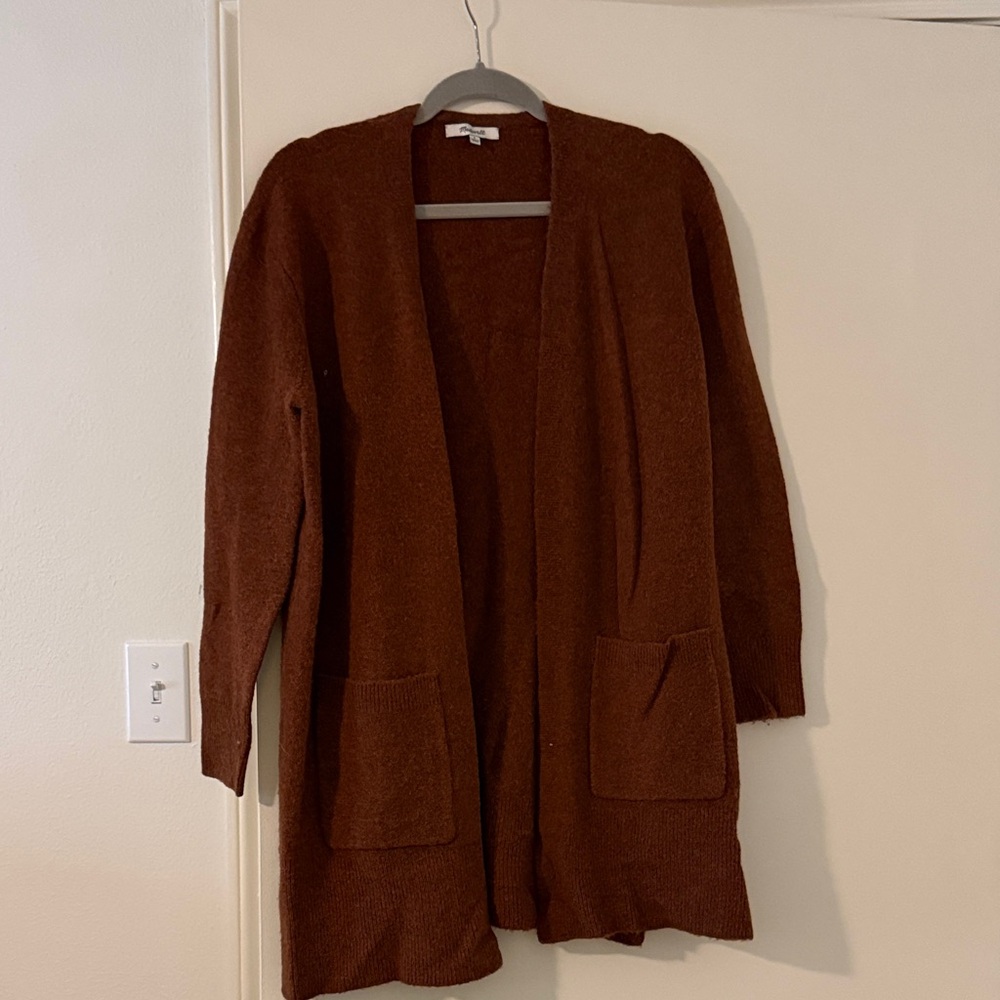 Madewell Rich Brown Open-Front Cardigan